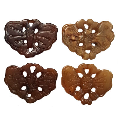JADE SMALL PENDANT BUTTERFLY 23X30MM BROWN (4 PCS)